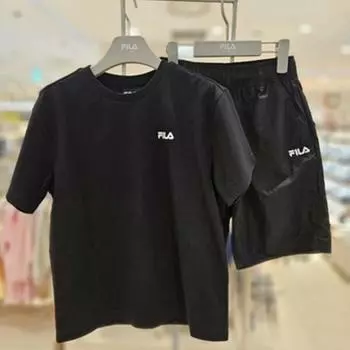Fila Kids Linear Logo Short Sleeve Top And Bottom Set Fk2fsh2003x BLK (black)/130