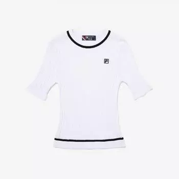 Fila KniT Oblique Round T shirT Fs2rsg2371f Whi WHITE/090