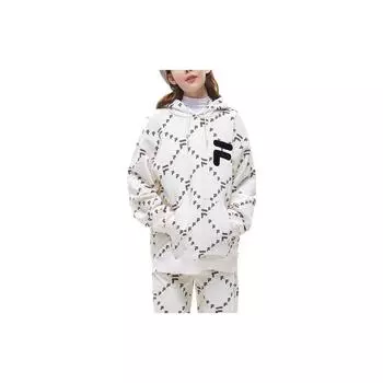 FILA Letter Print Casual Pullover Hoodie Unisex Tops Vintage-White T11U216205-CIV
