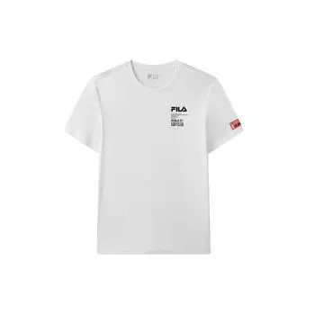 FILA Letter Print Crew Neck Short Sleeve T-Shirt Men Tops White F11M128117F-WT