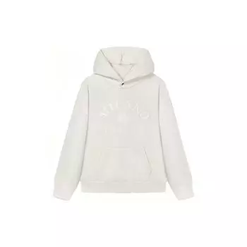 FILA Letter Print Fleece Hoodie Pullover Unisex Tops Ceramic-White F11U345202F-IV