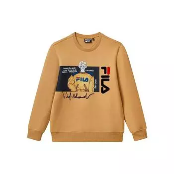 FILA Logo Cartoon Print Loose Sport Sweatshirt Men Sweatshirt Sandy-Yellow F11M118204F-YE