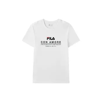 Fila Logo Print Crew Neck Loose Short Sleeve T-Shirt Men Tops Standard-White F11M028114G-WT