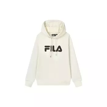 FILA Logo Print Long Sleeve Hoodie Men Tops White F51U318298AIV
