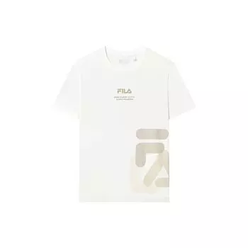 FILA Logo Print Loose Short Sleeve T-Shirt Men Tops Cloud-Mushroom-White F11M319104F-WT