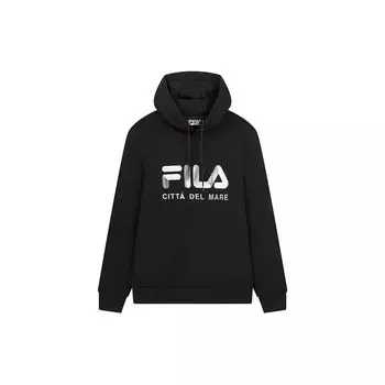 FILA Logo Print Sport Casual Hooded Pullover Knit Sweatshirt Men tops Black F11M018219F-BK