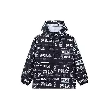 Fila Logo Свободная куртка с капюшоном и полным принтом Мужская куртка Черная F11M934708F-PT
