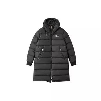 FILA Loose Casual Mid-Length Warm Down Jacket Unisex Outerwear Deep-Black F11U048956F-BK