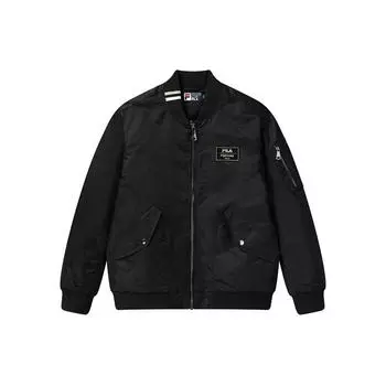 FILA Повседневная саржевая куртка с бейсбольным воротником Мужская верхняя одежда Черный F11M118751F-BK