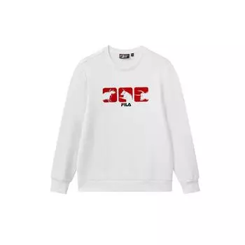 Fila Повседневный спортивный вязаный свитер с круглым вырезом, мужские топы, белый F11M118297F-WT