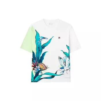 Fila Printed Casual Cotton Short Sleeve T-Shirt Men Tops Standard-White F11M128102F-ZA