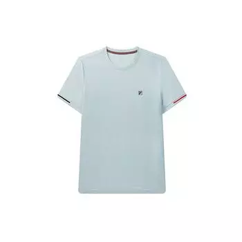 FILA Small Logo Jacquard Short Sleeve T-Shirt Men Tops Blue F11M031113F-LB