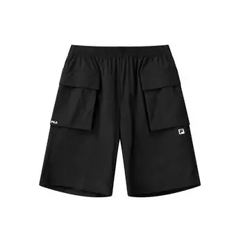 FILA Solid Casual Athletic Woven Shorts Men Bottoms Black A11M121369F-BK