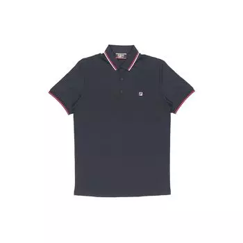 FILA Solid Color Sports Short Sleeve Knit Polo Shirt Men Tops Legendary-Blue F11M021121G-NV