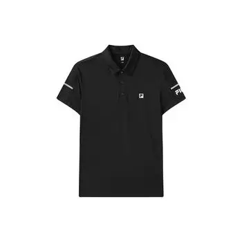 Fila Свободная рубашка поло с коротким рукавом с логотипом, мужские топы, черные A11M121152F-BK