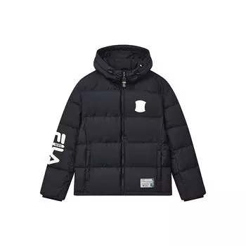 FILA x MIHARA YASUHIRO Совместная большая пуховая куртка с капюшоном, мужская верхняя одежда, черный F11M243904F-BK