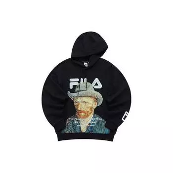 Fila X Van Gogh Museum Collaboration Спортивная вязаная толстовка с принтом Мужская толстовка с капюшоном черная F11M218202F-BK