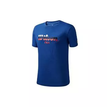 FILA X Wilson Collaboration Tennis Sports Short Sleeve T-Shirt Men Tops Dark-Blue A11M033107F-RB