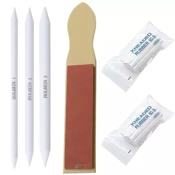 File Eraser Holbein Paper Rubbing Brush 3 pieces 1 piece of sandpaper Kneaded Rubber Set of 2 pieces [Sappitz Set] (No.1, No.2, No.3) (double-sided