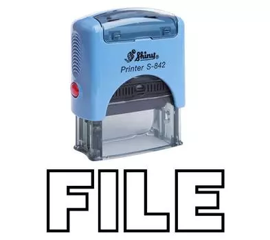 FILE Self Inking Rubber Stamp Office Стационарный пользовательский блестящий штамп Impression Area 14 mm x 38 mm фиолетовый