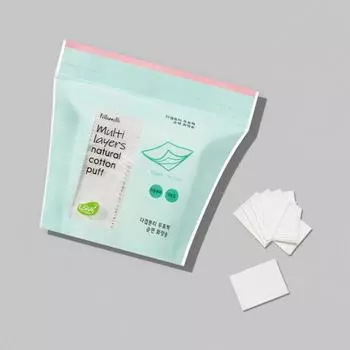 Fili Milli Многослойные разделенные неотбеленные ватные диски из чистого хлопка (80р), Корейская косметика