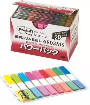 Film Sticky Note Heading Transparent Slim 44 x 6mm 20 Sheets 9 Colors 20 Pads 6802MS Index Stickers Post-it