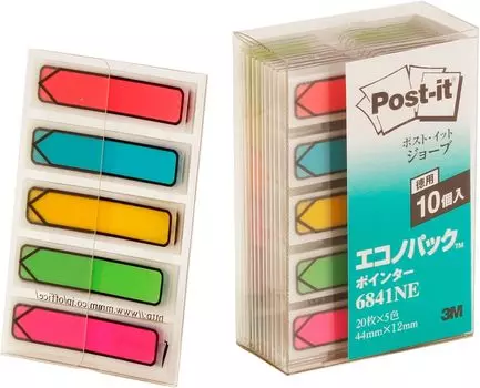film sticky notes 44 x 12 mm 20 sheets x 5 colors x 10 pieces 6841NE Post-it