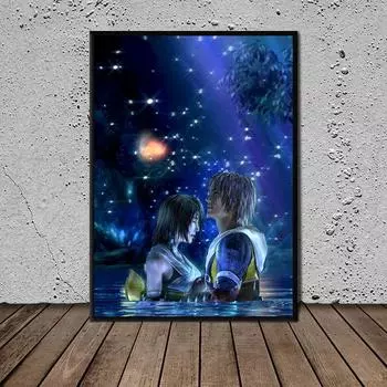 Final Fantasy X Tidus и Yuna художественные картины на холсте для гостиной, принты, постеры, настенное украшение для дома 21*30cm