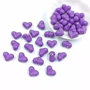Findings 10Pcs 12*16mm DIY Jewelry Making Solid Color Collar Bracelet Cubots Wholesale Heart Loose Buons фиолетовый