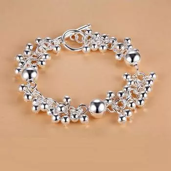 Fine Ball 925 пробы серебро браслеты-цепочки для женщин классические вечерние свадебные благородные ювелирные изделия рождественские подарки 20cm 8inches серебряный