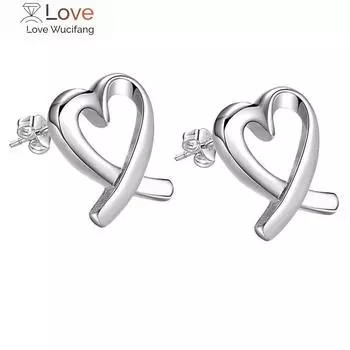 Fine Charms 925 Sterling Silver Fashion Romantic Heart Stud Earrings for Women Holiday Gifts Classic Party Jewelry