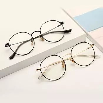 Fine Frame Literary Glasses Frame Round Retro Glasses Frame Men S And Women S Decorative Flat Glasses Can Be Equipped With Myopia Glasses Frame