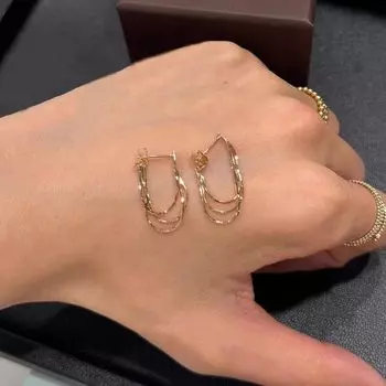 Fine Gold Three-Piece Cross Tassel Earrings for Women Accessible Luxury Fancy Niche Style Unique Earrings 2025 New Arrival Best Selling Pair of extremely fine tassel earrings