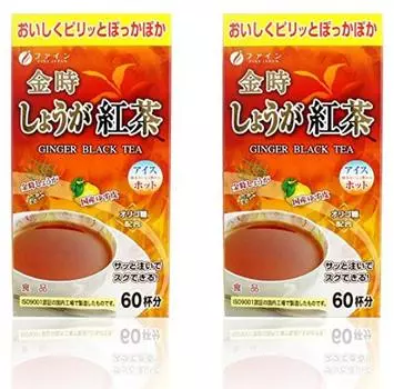 FINE JAPAN Kintoki Имбирный Черный Чай с Порошком Цедры Юзу и Олигосахаридами пакетик Сделано в Японии х 2 упаковки (1 1 г/60 пакетиков)