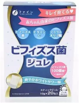 FINE JAPAN Желе с бифидобактериями с освежающим бело-кислым вкусом FINE Желе с бифидобактериями Освежающий бело-кислый вкус 200г x 20 (10г пакеты)