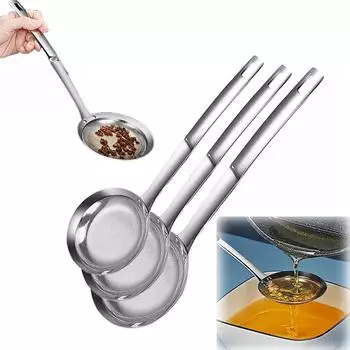 Дуршлаг из нержавеющей стали с мелкой сеткой, маленькая ложка, сетка для масла, ложка с прорезями из мелкой сетки из нержавеющей стали A хаки