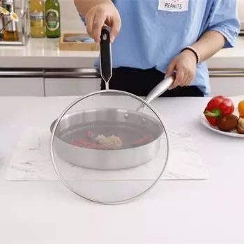 Fine Mesh Stainless Steel Splatter Screens Rustproof Oil Splash Protection Screen Fries 29cm