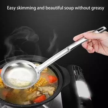Fine Mesh Strainer Long Handle Hot Pot Skimmer Scoop Stainless Steel Kitchen Percolator Multifunction Kitchen Accessories S серебряный