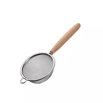 Fine Mesh Wooden Handle Cooking Filtration Residue Flour Colander Sieve Spoon Oil Strainer Filter M
