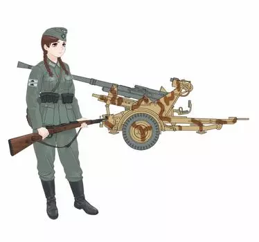Fine Mold Rekiso Otome Series Hannah gun 37 type plastic model HC6 1/35 w/3.7cm anti-aircraft