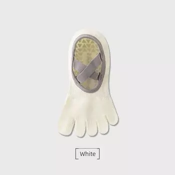 Fine Piano Five-Finger Yoga Socks Women s Summer Thin Professional Non-Slip Indoor Special Sports Dance Pilates Socks White (34-40)