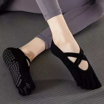 Fine Piano Spring and Summer Yoga Socks Non-Slip Professional Women Dopamine Pilates Fitness Dance Sports Toe Socks Thin Black