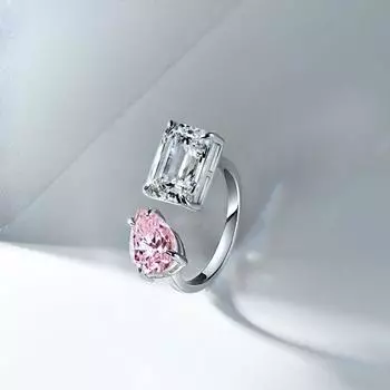 Fine Wedding Ring Classic Sparkling Diamond S925 Sterling Silver Engagement Rings For Women Adjustable Ring Jewelry Gifts Resizable