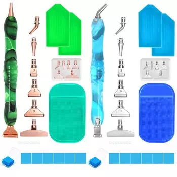 FineGood 31 предмет Набор для рисования алмазной живописью Инструменты Аксессуары для ручек для рисования алмазной живописью Эргономичная ручка для рисования алмазной живописью 5D с наконечником из нержавеющей стали для