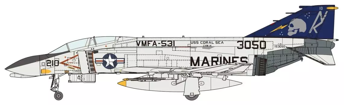 FineMolds Jet Aircraft Series Американский истребитель Серый Призрак Пластиковая модель FX04 1/72 F-4N VMFA-531 (Самолет)