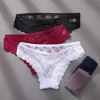 FINETOO 1 шт. женские трусики сексуальное кружевное белье искушение нижнее белье трусы Pespective женские стринги сетчатые трусы женские M белый