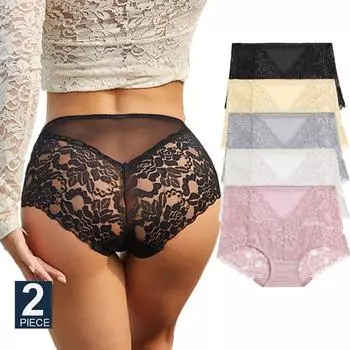 FINETOO, 2 шт./компл., M-3XL, бесшовные кружевные трусики с цветочным принтом, женское нижнее белье, женское нижнее белье, сексуальные трусы с v-образной талией, нижнее белье для девочек, трусики