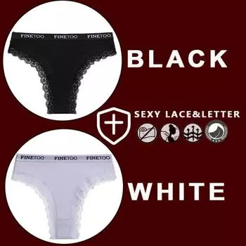 FINETOO, 2 шт./компл., женские хлопковые трусики для девочек, стринги с надписью, бразильские трусики, сексуальное кружевное нижнее белье для женщин, нижнее белье, трусики-бикини XXL