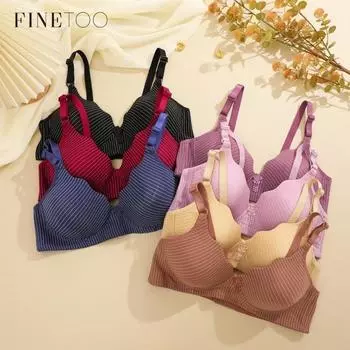 FINETOO 3/4 чашки Push Up бюстгальтеры для женщин Dopamine Color сексуальное нижнее белье однотонные 36/80 чёрный