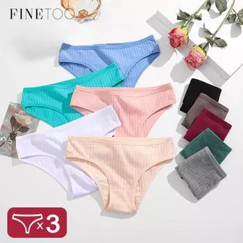 FINETOO 3 шт./компл. хлопковые трусики женское нижнее белье сексуальное женское белье трусики женское нижнее белье трусы однотонные трусики нижнее белье XS-7XL XS&Set
